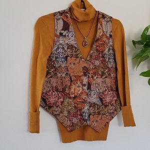 Vintage 80s embroided cat vest